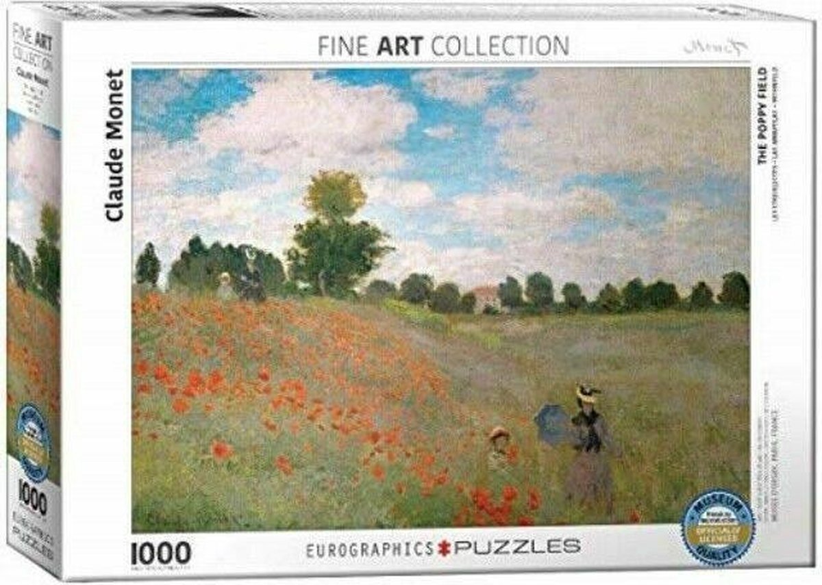 Eurographics - papaveri ad argenteuil [coquelicots, près de argenteuil] - claude monet - 1000 pezzi 68×48 cm (l×a) - puzzle d'arte