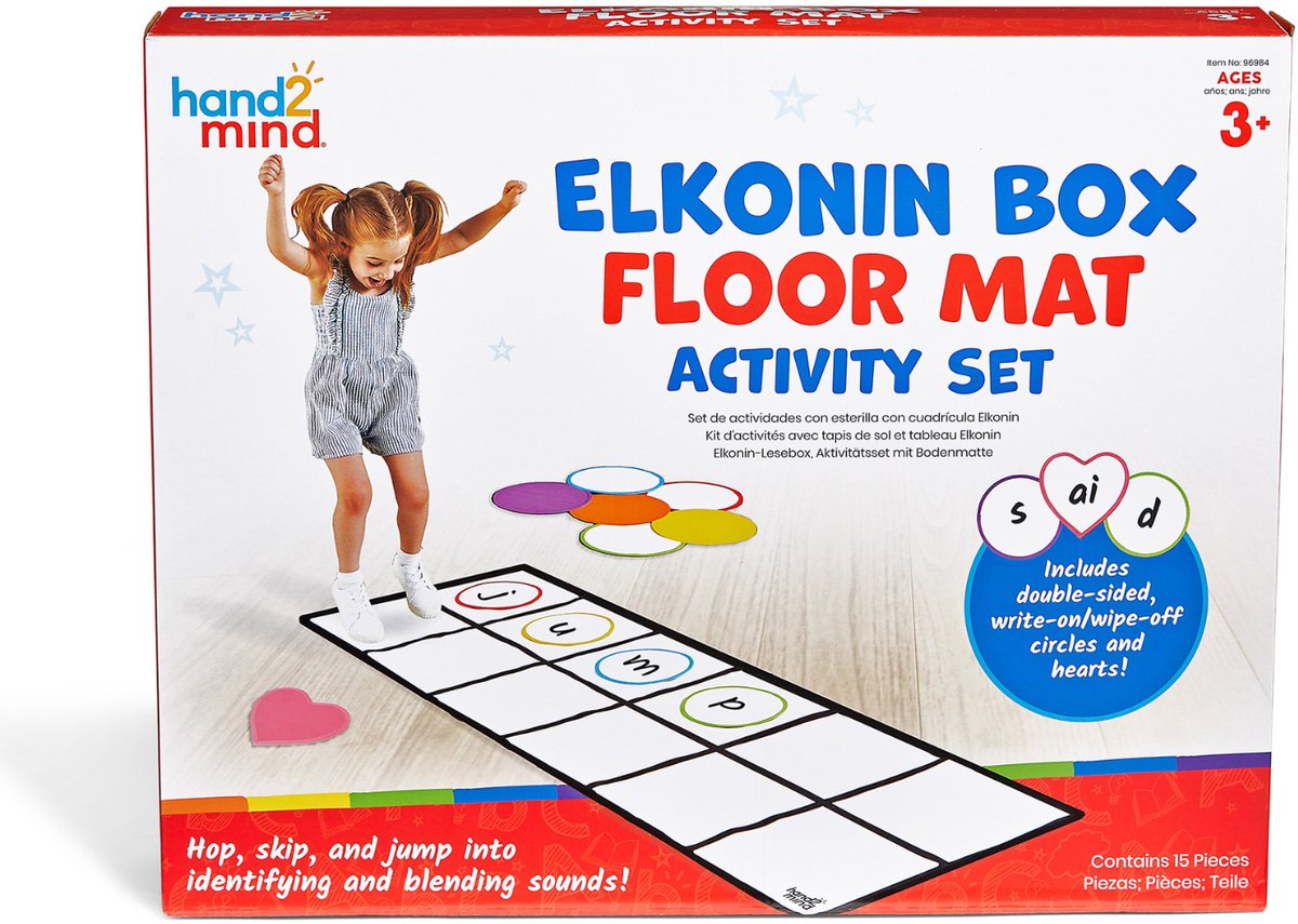 Learning resources elkonin box floor mat activity set - active reading and phonics play for preschoolers - 3+