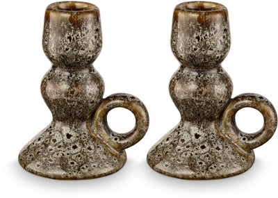 Vtwonen - set da 2 - candelieri - ceramica - verde - 9x7x10,5 cm