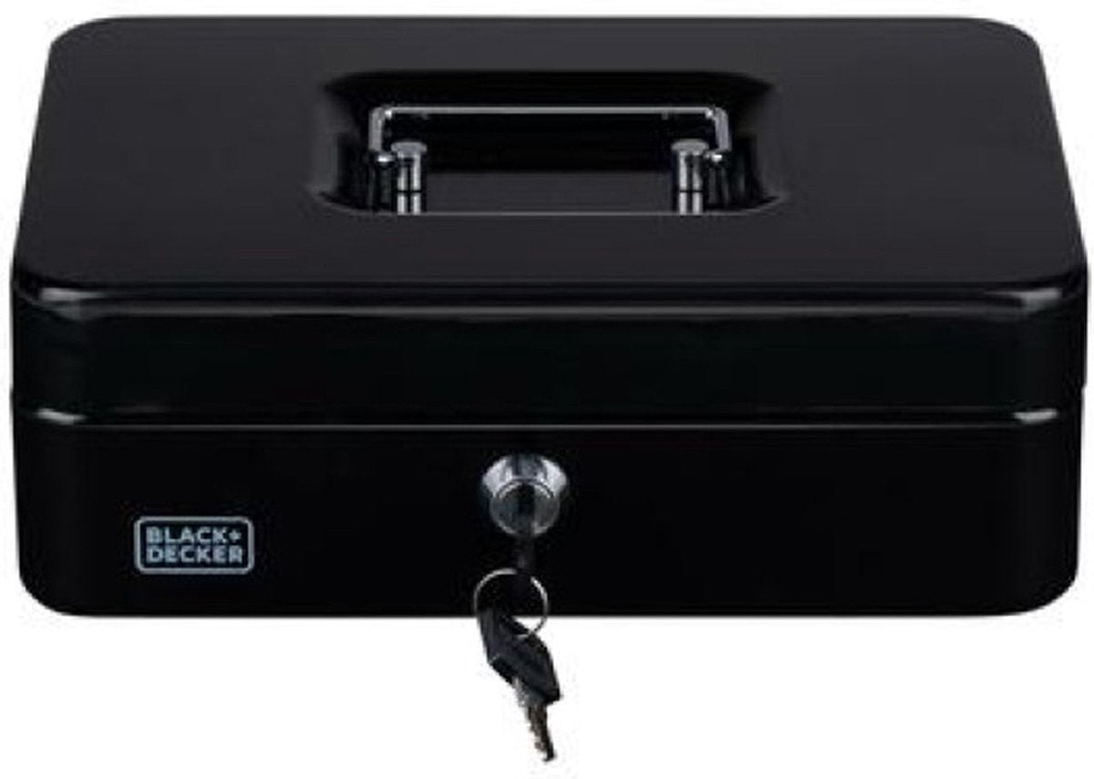 Black+decker Cassetta portavalori Black Decker - cassaforte con 2 chiavi - acciaio - 25 x 18 x 9 cm - nera
