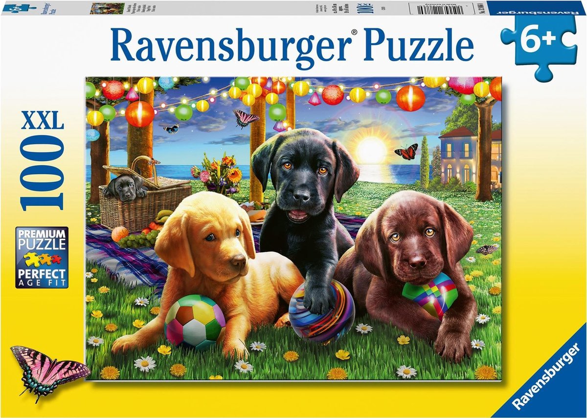 RAVENSBURGER JIGSAW Puzzle XXL Dogs Picnic, 100 °.