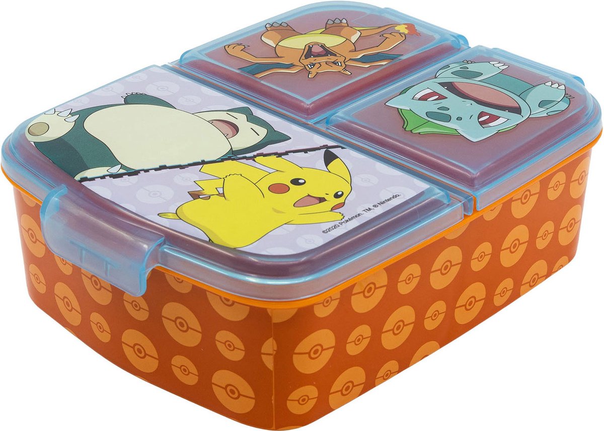 Contenedor de pan Pokémon con 3 compartimentos