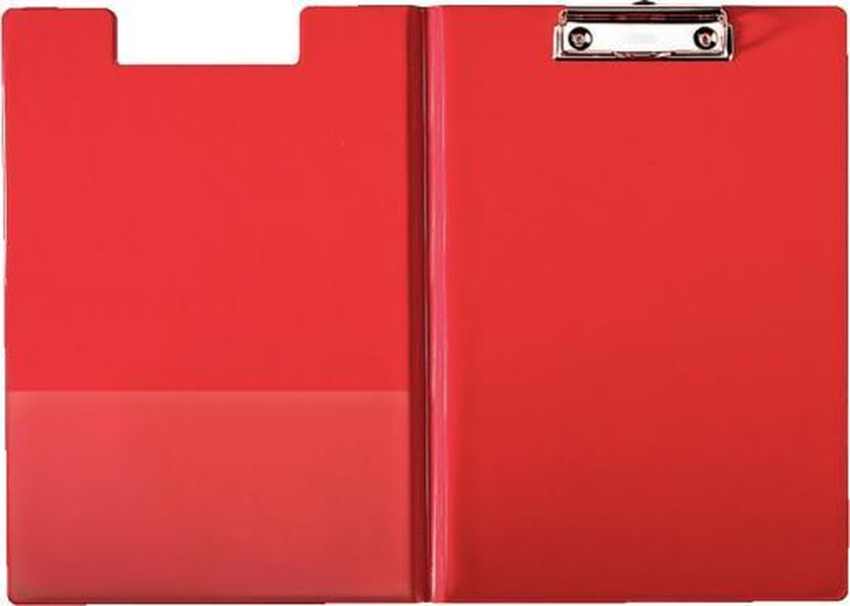 Esselte plastic A4 clipboard with cover and insert sleeve - including pen holder - capacity up to 200 sheets - red