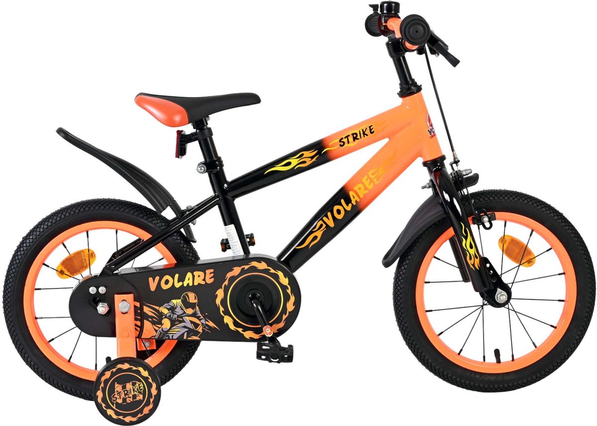 Bicicleta para niños Volare strike - niños - 14 pulgadas - negro naranja