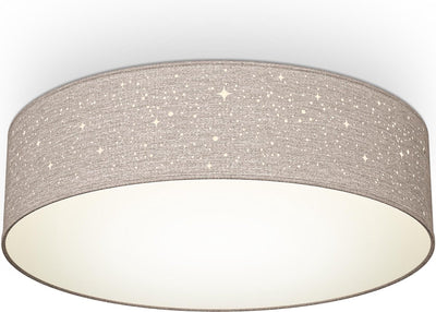 B.K.licht - decorative ceiling lamp - with starry sky effect - children's room lamp - taupe - round - 2x E27 fitting - ø38cm