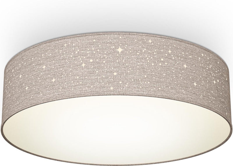 B.K.licht - lámpara de techo decorativa - con efecto cielo estrellado - lámpara para habitación infantil - gris topo - redonda - 2x casquillo E27 - ø38cm