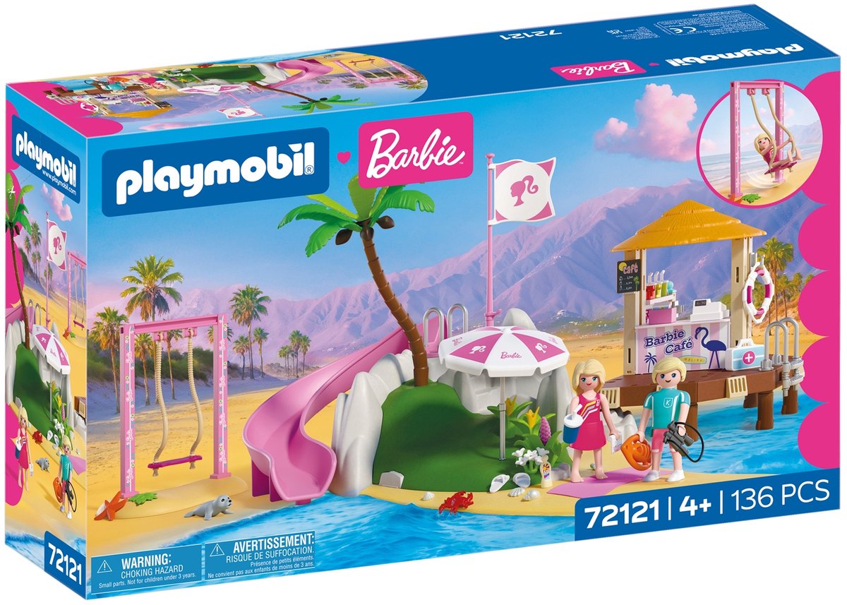 Playmobil – 72121 – set da gioco – barbie beach café – 136 pezzi