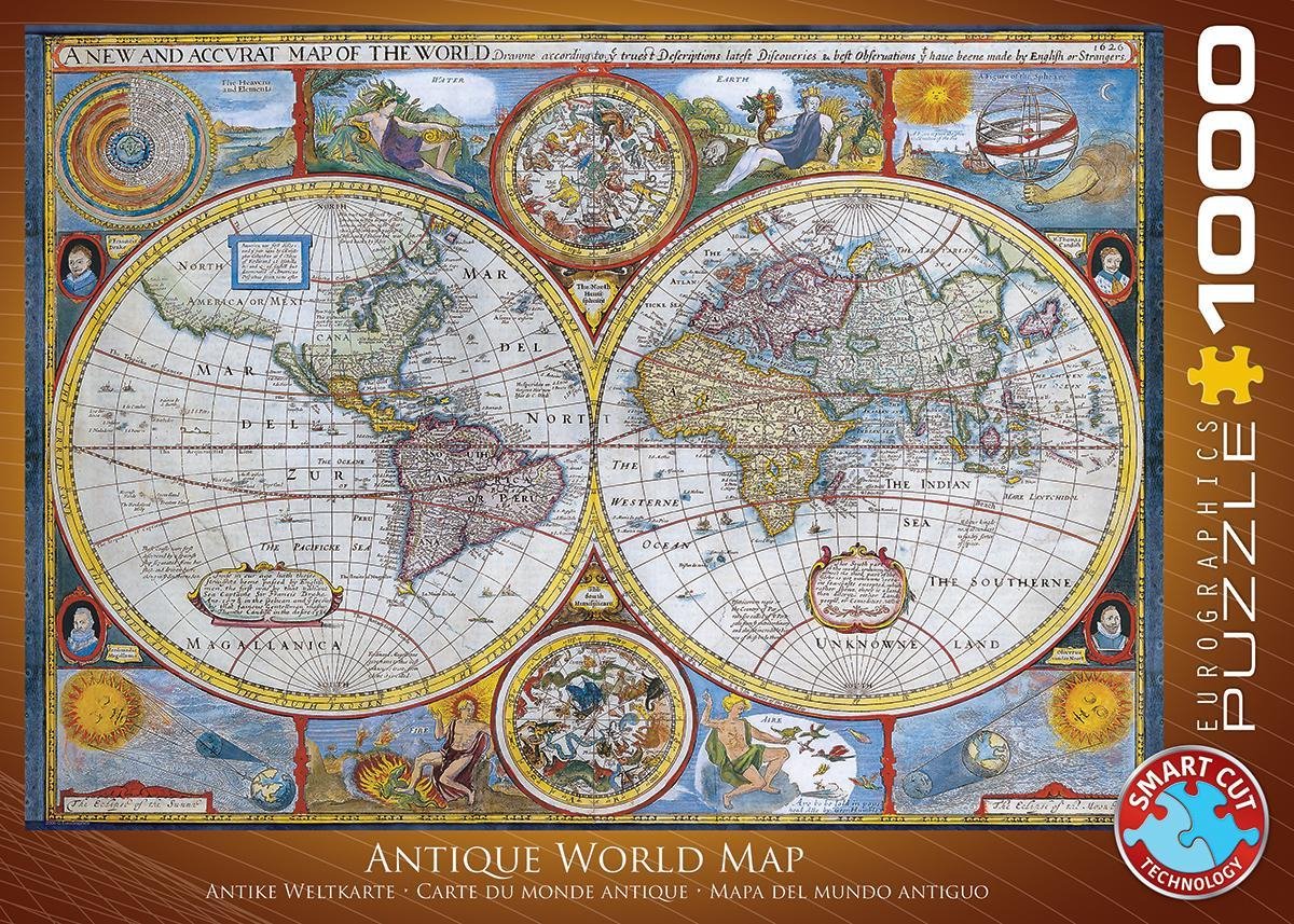 Eurographics - un mapa nuevo y preciso del mundo - john speed - 1000 piezas 68×48cm (w×h) - rompecabezas de cartografía