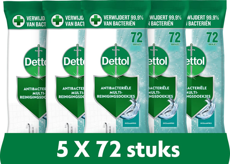Toallitas oceánicas Dettol 72 piezas - 5 piezas - paquete económico