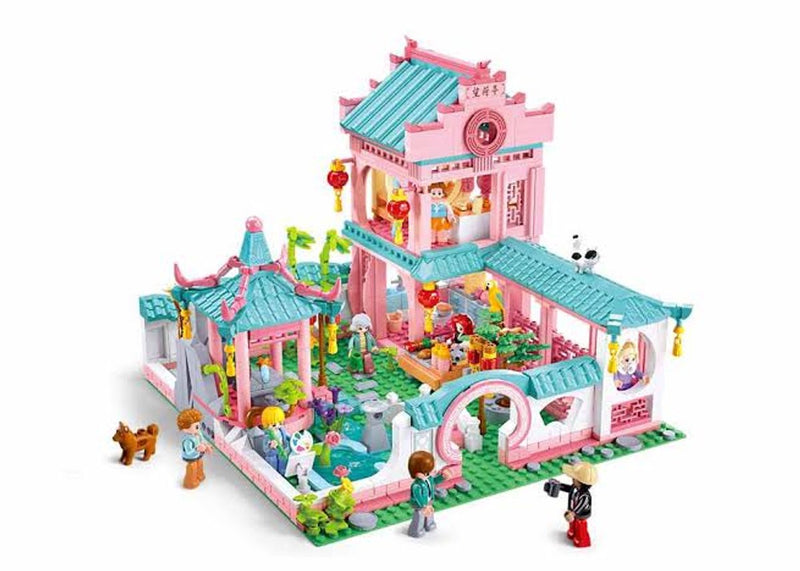 Sluban girl's dream villa de estilo chino 2 juguetes de construcción para niños a partir de 6 años - modelo de juguete de construcción - caja de construcción con 959 bloques de construcción - m38-b1116