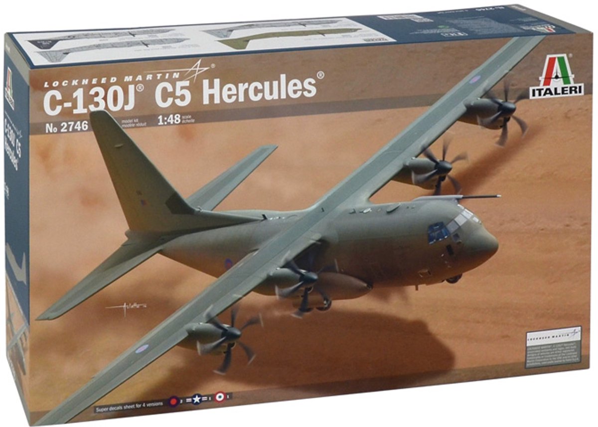 Italeri model kit aereo - 2746 c-130j c5 hercules - lockheed martin plastica - 1:48 - modellismo