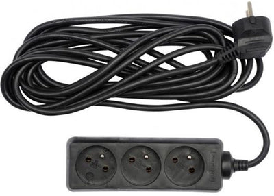 Vorel - earthed power strip - 3 sockets - 5 meters - black