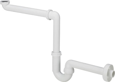 Sifone salvaspazio Viega in plastica 5 4 x 32 mm con tubo a muro e rosone bianco