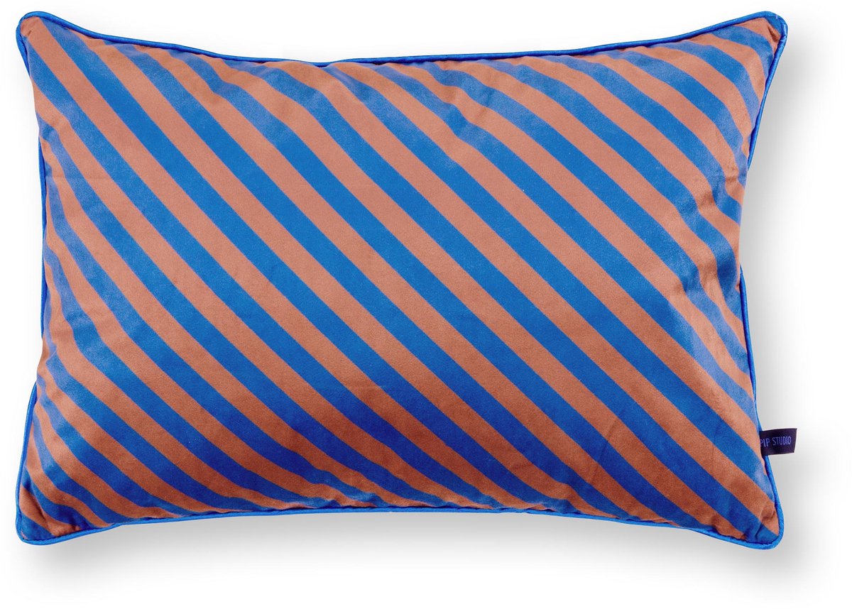 Pip studio sierkussen block stripes - kussen voor de woonkamer - blauw - 35x50cm