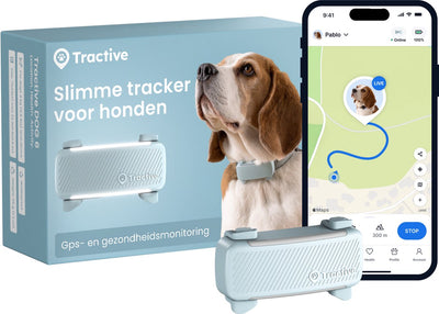 Tractive dog 6 – gps tracker voor honden - real-time locatie, activiteitenmonitor waterdicht - past op meeste halsbanden – munt
