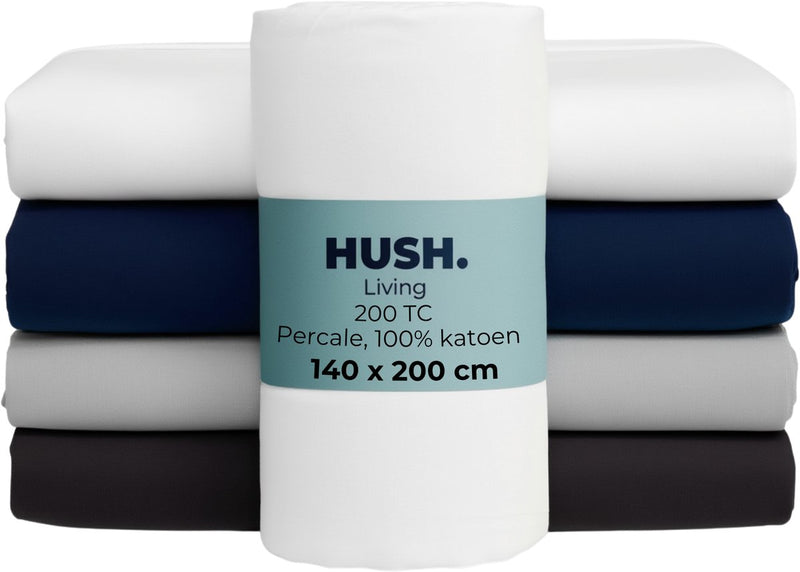 Silenzio. lenzuolo con angoli living hush living percalle - 100% cotone - 200tc - extra fresco e fresco - resistente e durevole - elastico su tutta la superficie - 140x200+30 cm - bianco