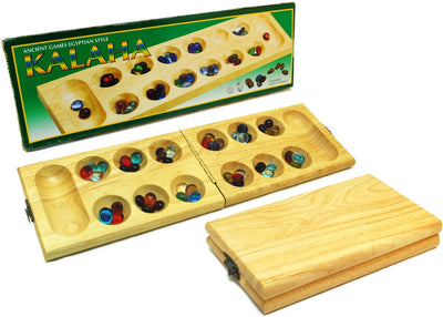 Giochi caldi kalaha pieghevole in legno chiaro 45x14 cm. vetro di pietra