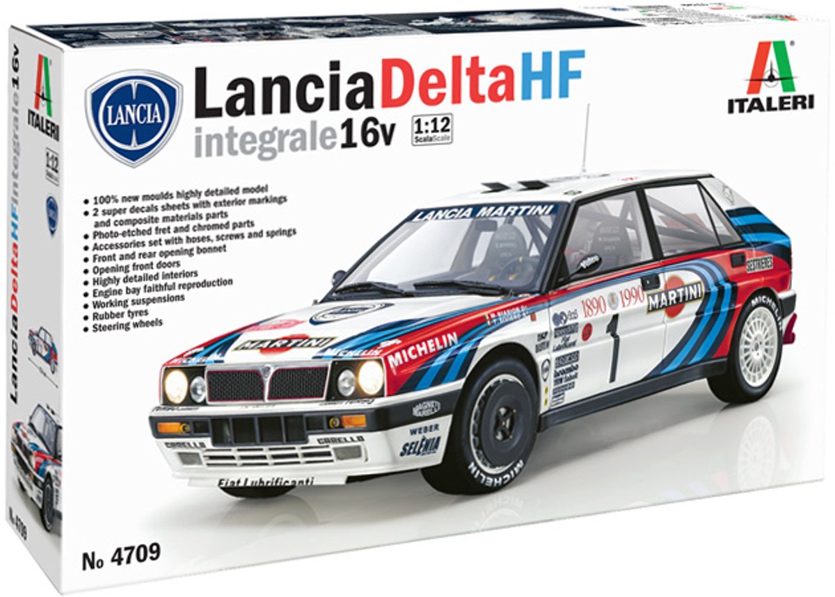 Italeri modelbouwpakket auto - 4709 lancia delta hf integrale 16v car plastic - 1:12 - modelbouw
