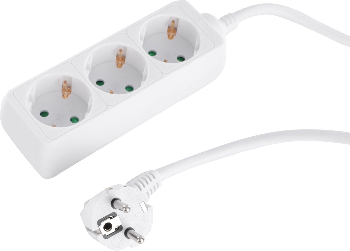 Toma Q-link - 3 vías - con conexión a tierra - 3 x 1,5 mmâ² - 1,5 m - blanco