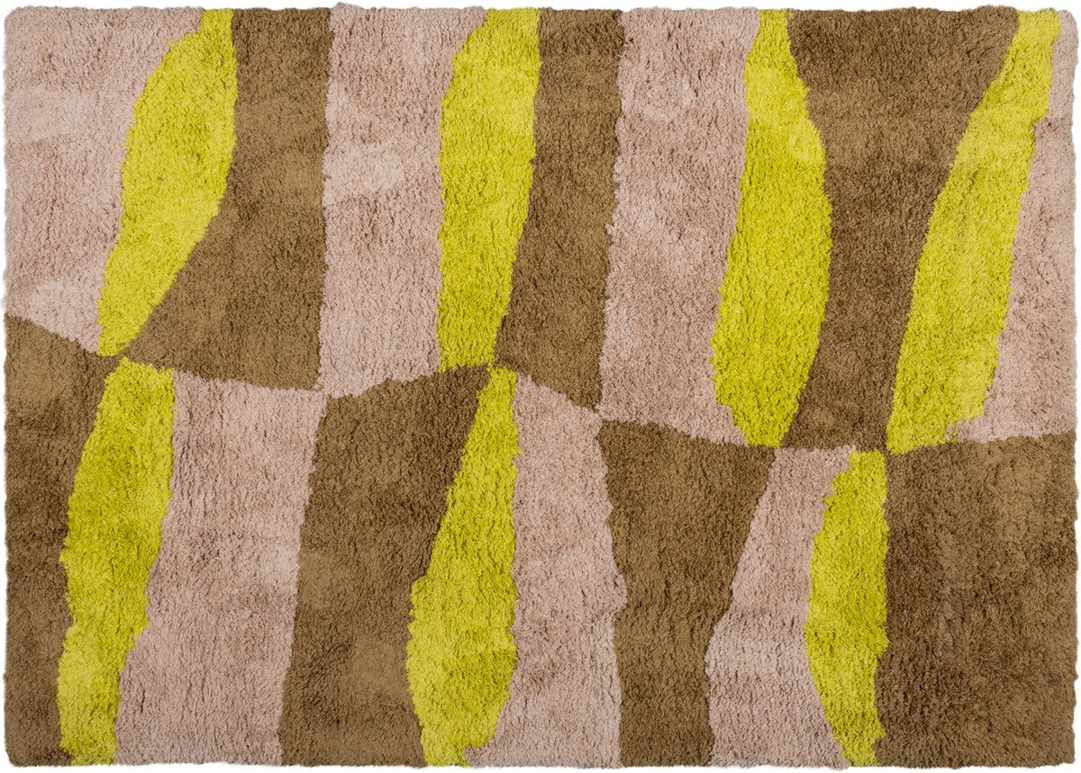 Alfombra de madera diseño gráfico musa - amarillo natural - 170x240 cm