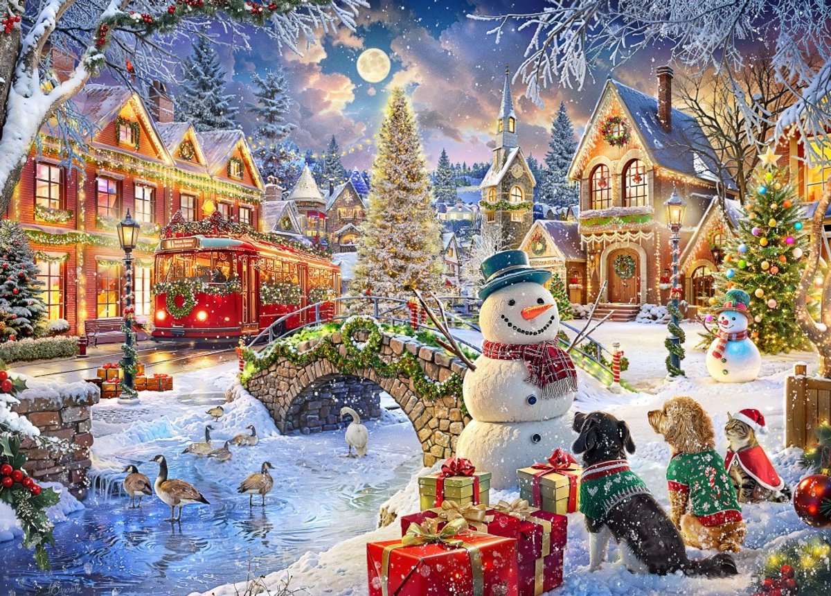 Puzzle Bluebird Natale puzzle villa Natale - Puzzle da 1500 pezzi.