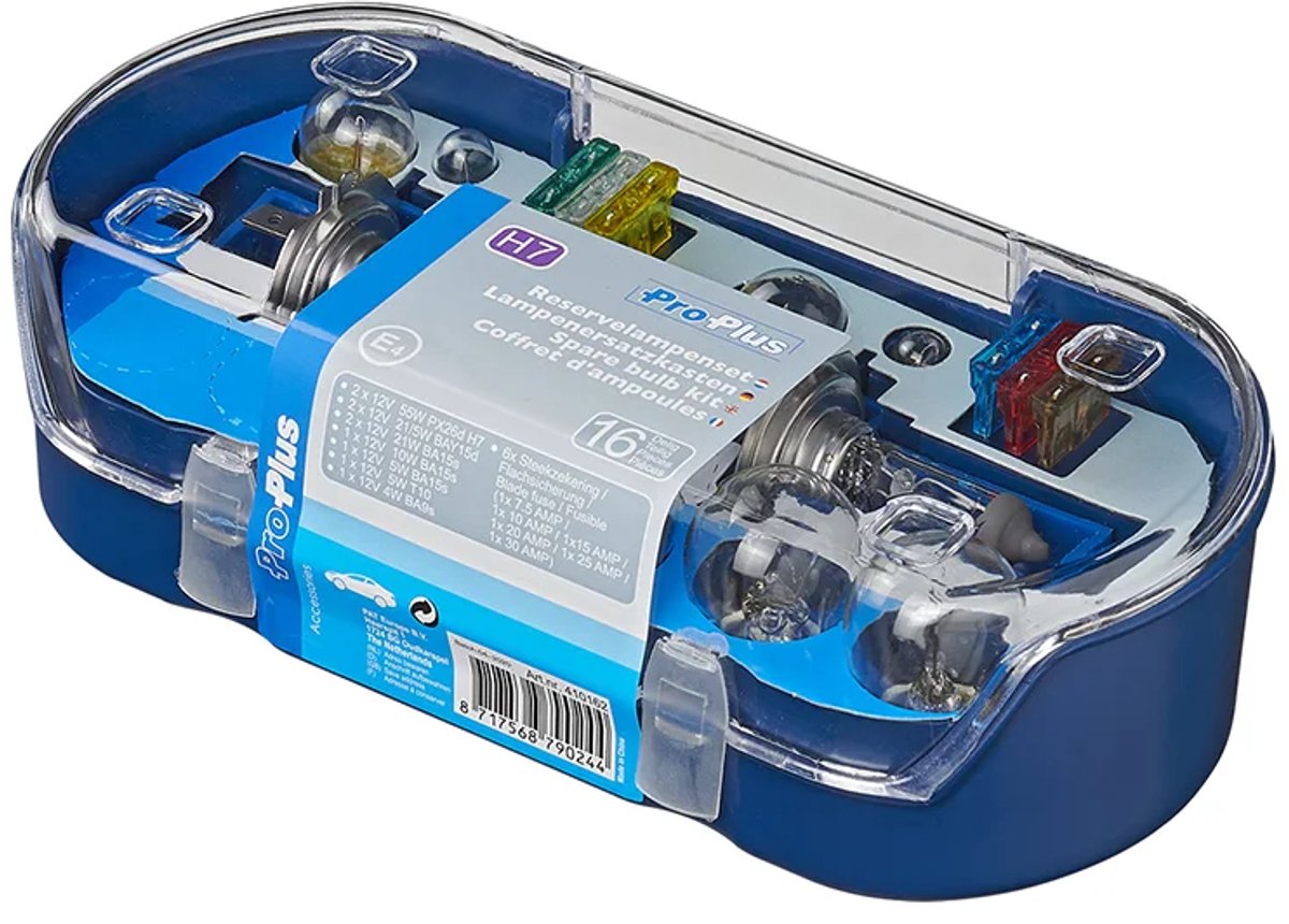 Proplus set lampade di ricambio per auto H7 - 16 pezzi - set lampade per auto - set lampade - scatole per lampade di ricambio