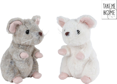 Take me home pluche muis knuffel zittend multicolor 19cm speelgoed.