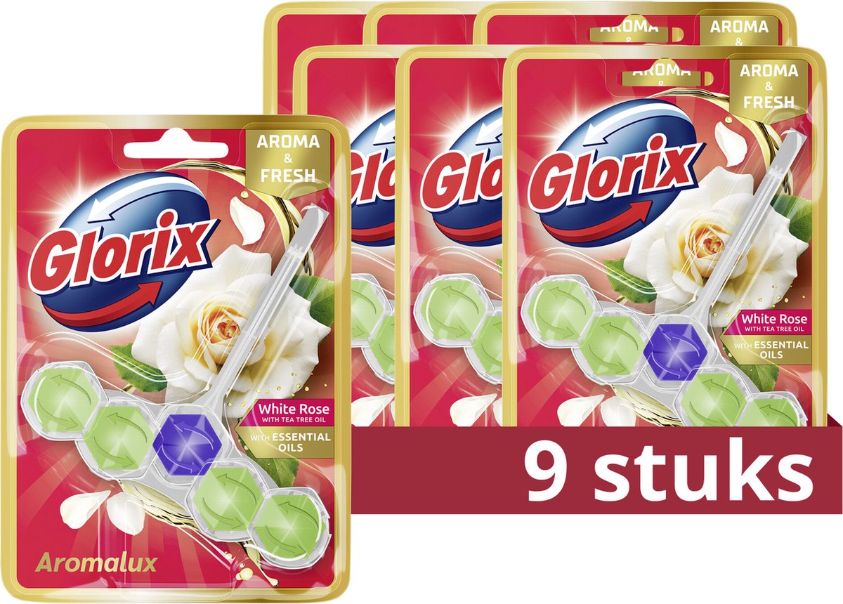 Glorix - blocchi WC - olio di melaleuca alla rosa bianca - 9 pezzi - confezione risparmio