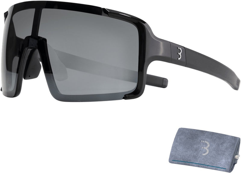 Occhiali da ciclismo Bbb per uomo e donna - occhiali da sole da bicicletta con lenti grandi per protezione UV al 100% - occhiali sportivi durevoli full frame - fumo nero lucido - Chester BSG-69