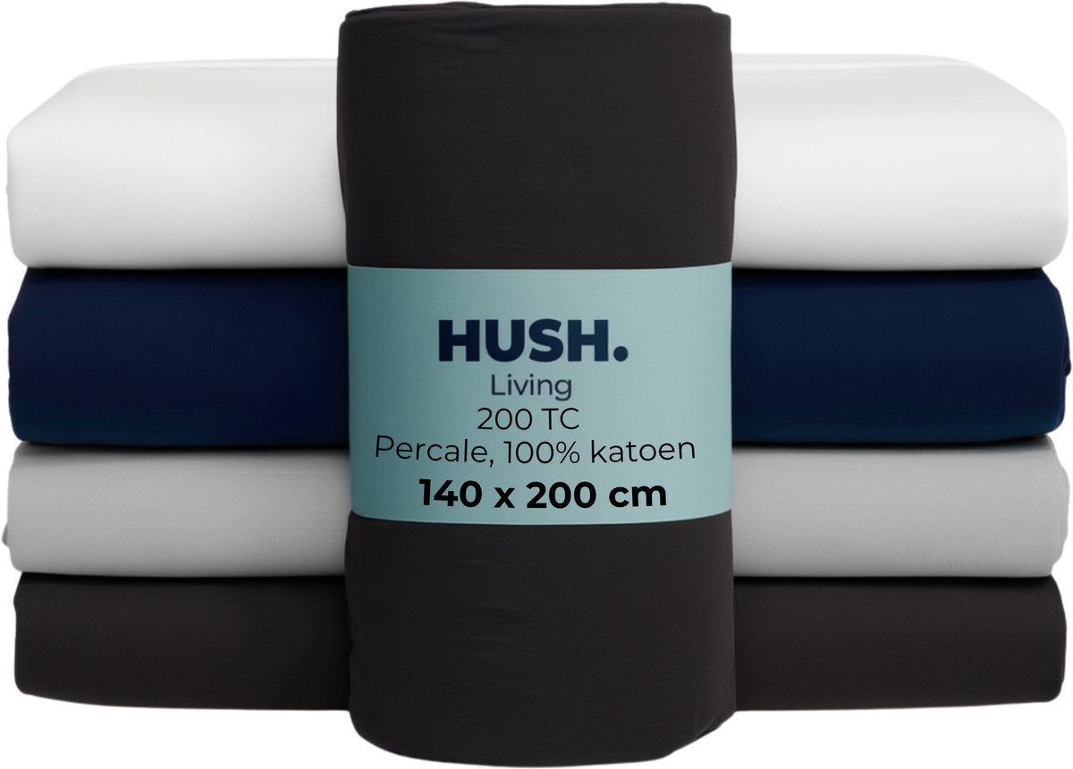 Silenzio. living hush living fitted sheet percale - 100% cotton - 200tc - extra fresh and cool - strong and durable - 140x200+30cm - anthracite