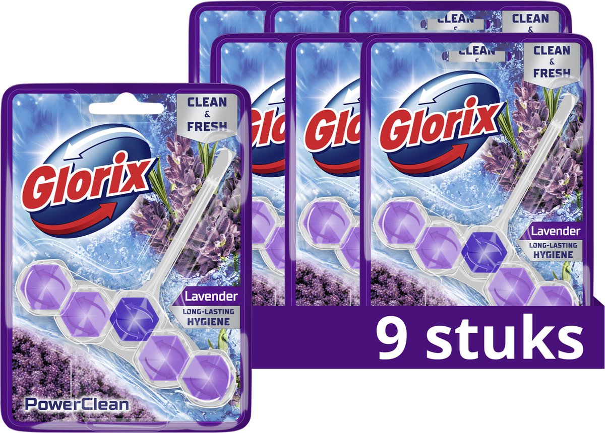 Glorix - blocchi WC - lavanda - 9 pezzi - confezione risparmio