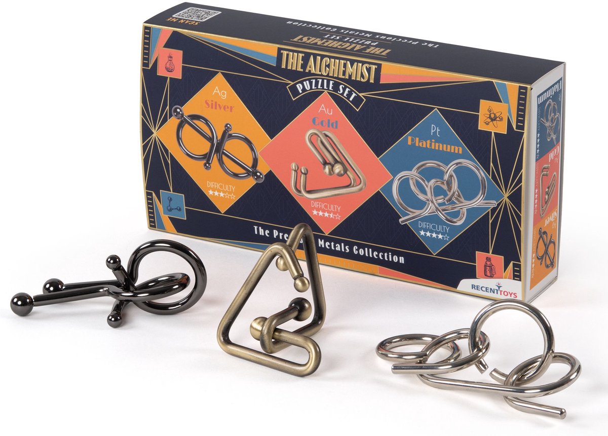 Recent toys breinbreker puzzelset - the alchemist, set van 3 metalen.