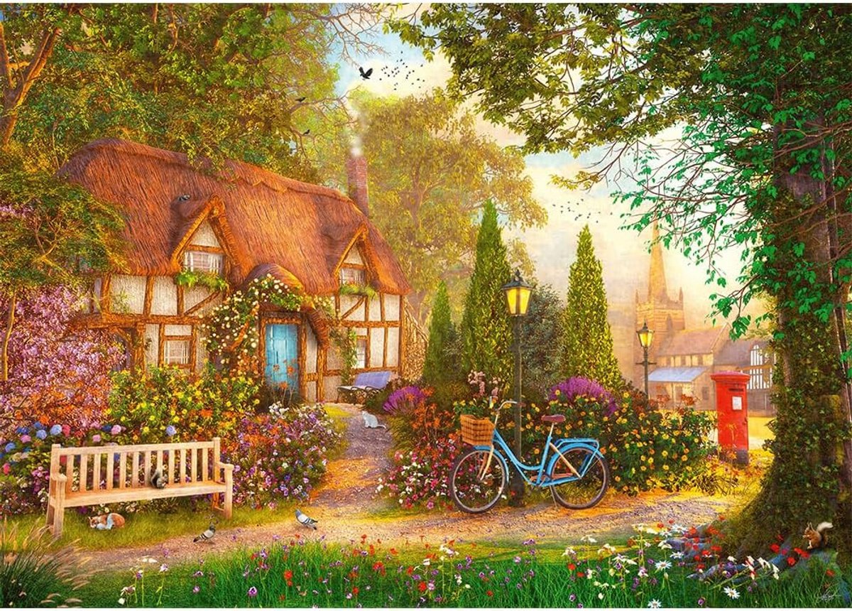 Trefl serie tea time - puzzle premium plus - 1000 pezzi - domek pod strzechą - 68,3x48 cm