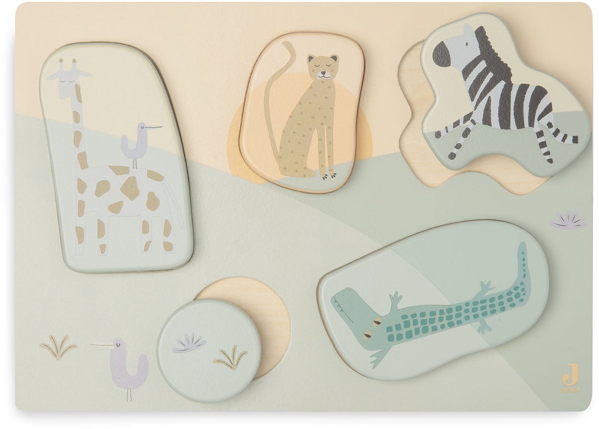 Jollein - rompecabezas de madera - jambo de la selva - animales de la selva - juguetes de madera - 100% fsc