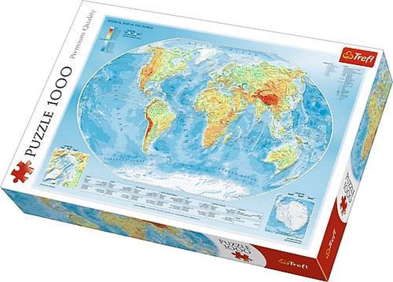 Trefl puzzle mapa del mundo 1000 piezas - mapa físico del mundo.