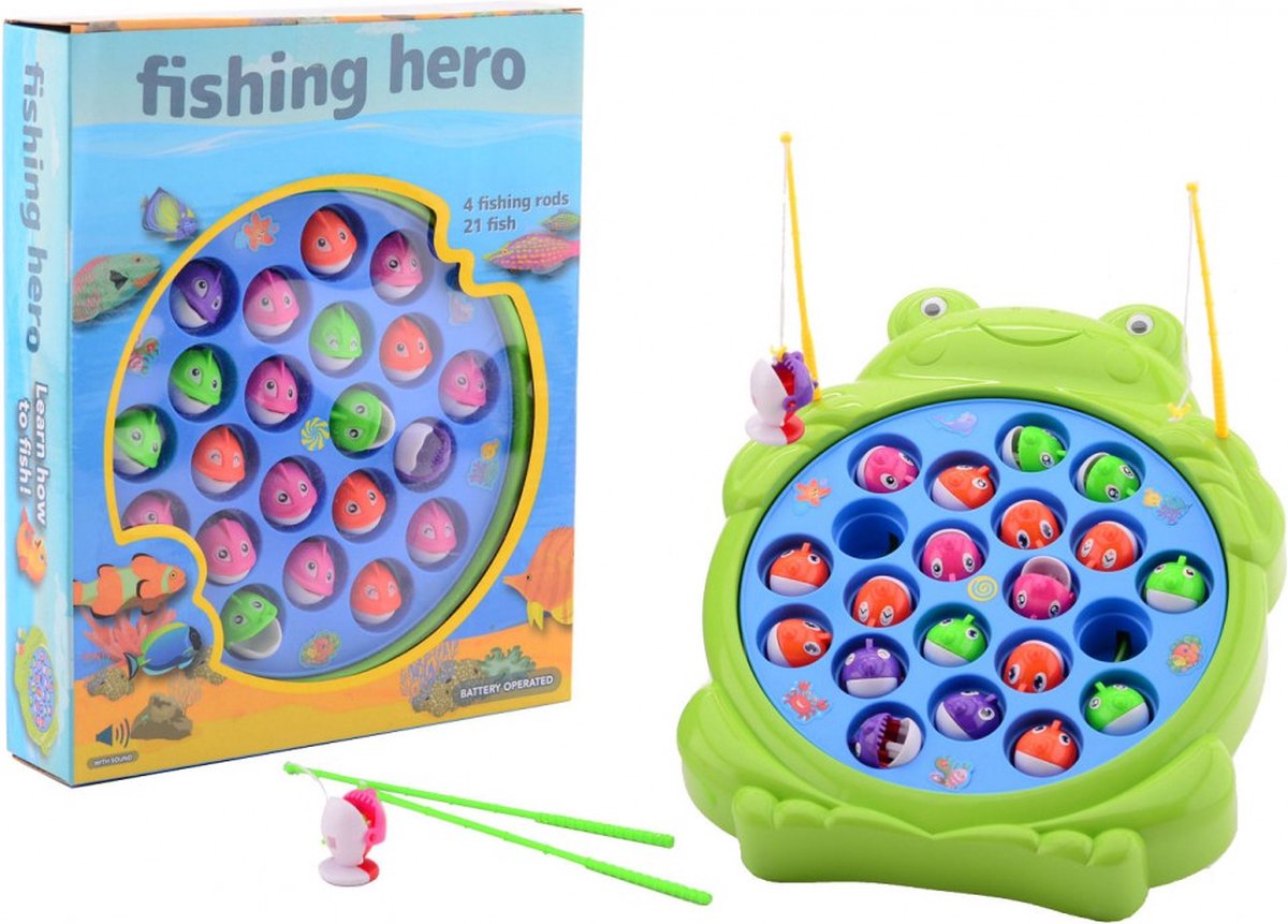 Gioco di pesca dell'eroe della pesca Johntoy - gioco di pesca con 4 canne da pesca e 21 pesci