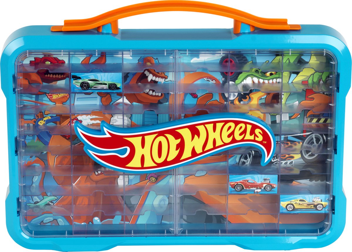 Klein Toys Hot Wheels - valigetta da collezione - vetrina - adatta per 54 auto - blu arancione