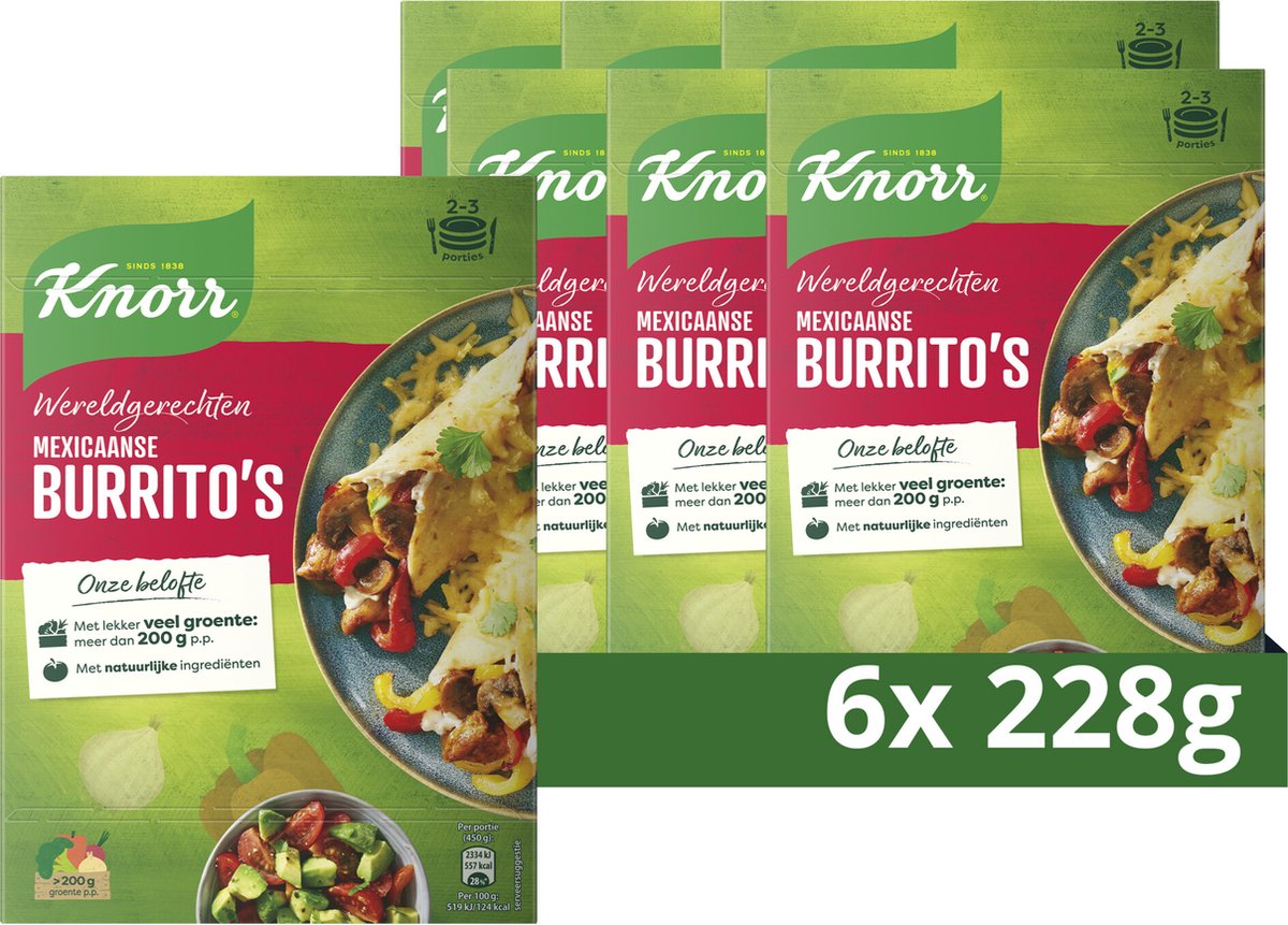 Knorr World Piatti Pacchetto pasto messicano burritos - 6 x 228 g - Confezione risparmio