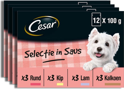 Cesar hondenvoer - mix selectie in saus - maaltijdzakjes - 48x100g