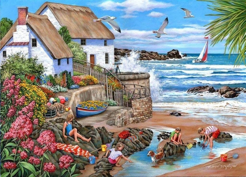 Puzzle di casette con gli spruzzi di mare della casa dei puzzle 1000 pezzi