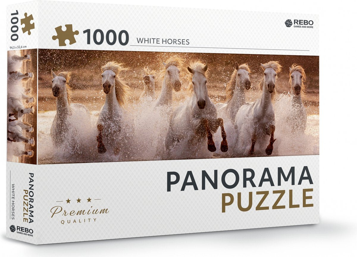 Rebo Productions Puzzle Panorama dei Cavalli Bianchi 1000 Pezzi