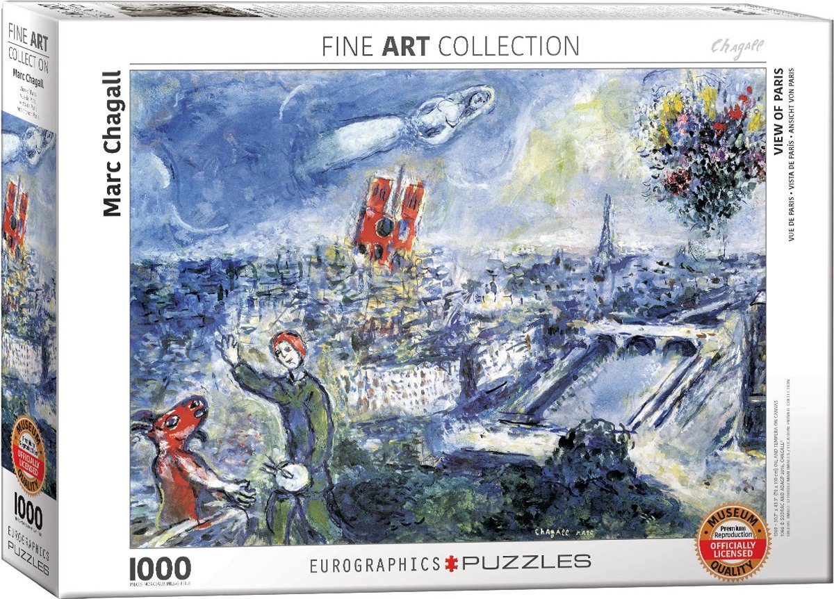 Eurographics - il bouquet di parigi [le bouquet de paris] - marc chagall - 1000 pezzi 68×48 cm (l×a) - puzzle d'arte