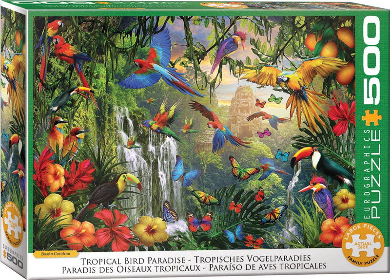 Eurographics - paraíso de aves tropicales - sasha carolina - 500 piezas xl 68×48cm (w×h) - rompecabezas familiar
