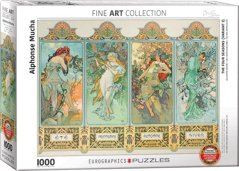 Eurographics - las cuatro estaciones [les quatre saisons] - alphonse maria mucha - 1000 piezas 68×48cm (w×h) - rompecabezas de bellas artes