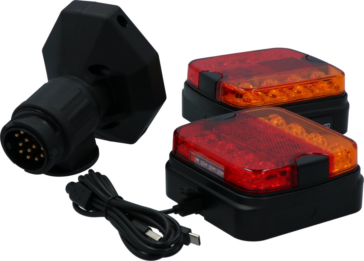 Carpoint bluetooth led achterlichten – draadloos – 13 polig – met magneet – oplaadbaar – voor aanhanger trailer