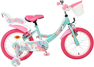 Bicicleta infantil Volare Unicorn - niña - 16 pulgadas - verde - dos frenos de mano