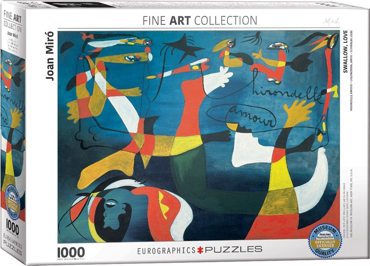 Eurographics - la rondine dell'amore [l'hirondelle d'amour] - joan miro - 1000 pezzi 68×48 cm (l×a) - puzzle d'arte