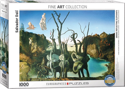 Eurographics - cigni riflessi come elefanti [les cygnes qui se reflètent en éléphants] - salvador dali - 1000 pezzi 68×48 cm (l×a) - puzzle d'arte