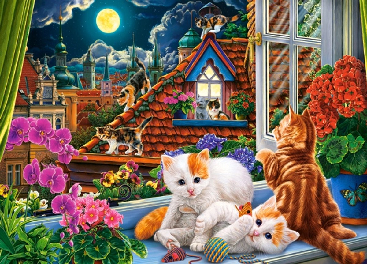 Castorland puzzel 180 stukjes - katten op het dak, 7+ jaar