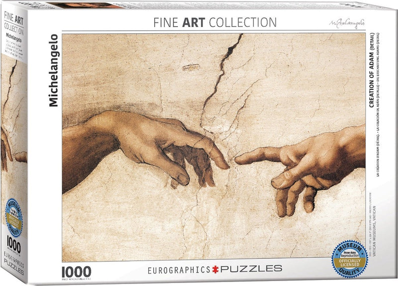 Eurographics - Creación de Adán (Detalle de la Capilla Sixtina) - Michelangelo di Buonarotti - 1000 piezas 68×48cm (W×H) - rompecabezas de bellas artes